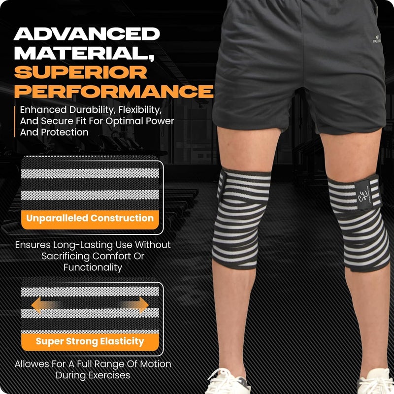 Special Essentials Store Knee Wraps for Weightlifting with Strap (2 Pack) - 72 Inches Flexible Support for Men & Women, for Powerlifting, Squats, Leg Press, and Cross Training - Image 4